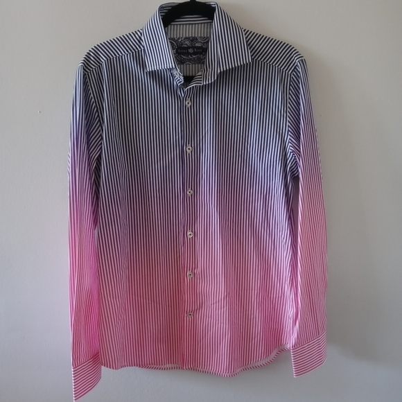 Stone Rose Ombre Striped Button Down Shirt Size 2 - Picture 2 of 9